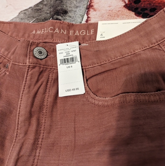 Size 6 NWT American Eagle Highest Rise Mom Shorts Pink - Picture 6 of 9